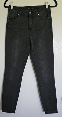 Kendall Kylie Women Jeans 7/28 Black The Ultra Babe Skinny Tapered Mid Rise Dark