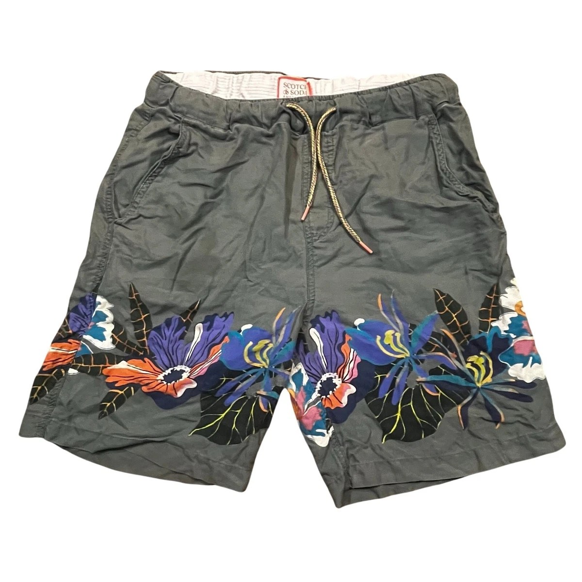 Scotch & Soda Mid-length Printed Swim Shorts In Black