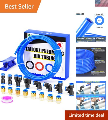 #ad High Pressure 8mm OD Blue PU Hose 32.8ft with Accessories for DIY Projects $37.39