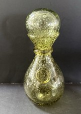La Verrerie de Biot France Bubble Glass Decanter 9&rdquo; Bottle Stopper Honey Yellow