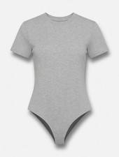 No Boundaries Stretch Cotton T-Shirt Bodysuit Heather Gray