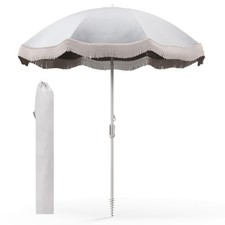 Cleeman 6.5 Ft Outdoor Fringe Umbrella Uv 50 Protection Boho Umbrella Sand