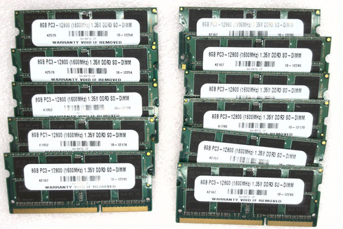 Samsung 8Gb 2Rx8 DDR3 PC3L-12800S SO-DIMM Laptop RAM K4B4G086B Lot of 11!