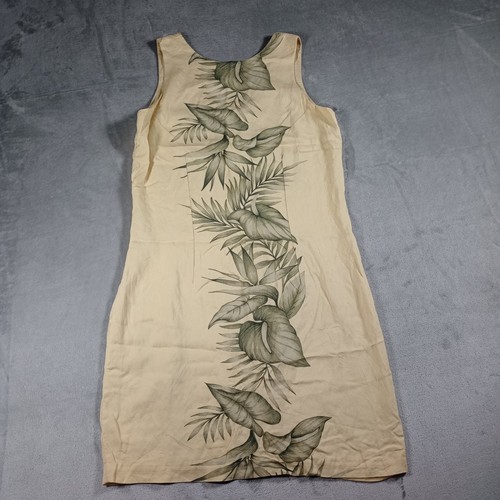 Tommy Bahama, Tommy Bahama Silk Shift Dress Womens 4 Beige Green Tropical Leaf Print Resort