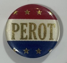 RARE! 1992 Ross Perot Independent President Pinback Button Cloth Interior Shiny