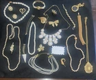 Vintage Costume Jewelry Lot Necklaces Earrings Bracelets Gold Monet Kirks Folly
