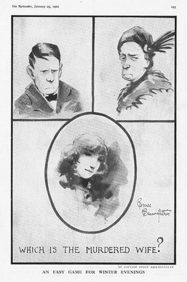 Bruce Bairnsfather Welcher ist die ermordete Frau? - Antiker Comic Druck 1922