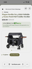 Costway Foldable 4-Seater Push-Pull Wagon Stroller w/ Canopy, Gray