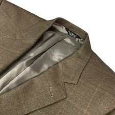 Jos A Bank Men  s 100 Wool 2-Button Blazer Jacket Brown Plaid   46L