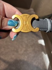 Celine Triomphe belt in gold and black leather, size 105/38-40 US