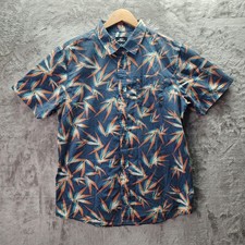 O  Neill Mens Medium Tropical Leaf Print Button Up Shirt Short Sleeve Casual