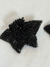 Vintage black beaded shoe clips 2 Inches