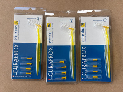 3x Curaprox Prime Plus Set - 5x CPS09 gelb Interdentalbürsten plus Halter