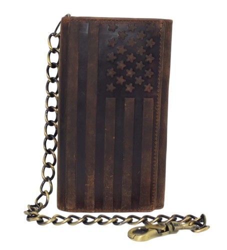 MARSHAL Biker USA Flag Chain Wallet RFID Signal Blocking Men's Vintage...