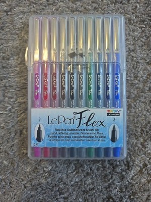 Marvy Uchida Le Flex 10 Piece Set Writing Pen, Primary Colors,4800-10A