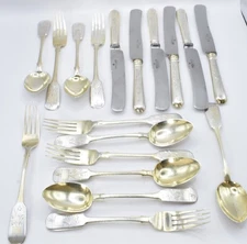 Antique 1891 Russian Czar Tsar Era 84 Silver Dessert Fork Knife Spoon Flatware