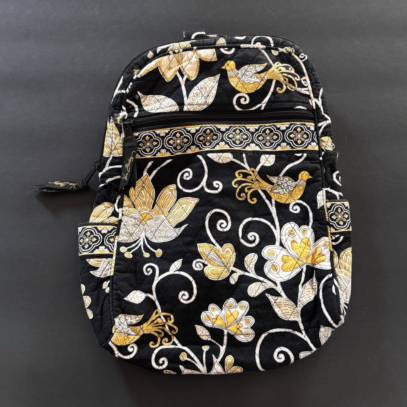 Vera Bradley Retired Quilted Backpack With Handle Black Yell