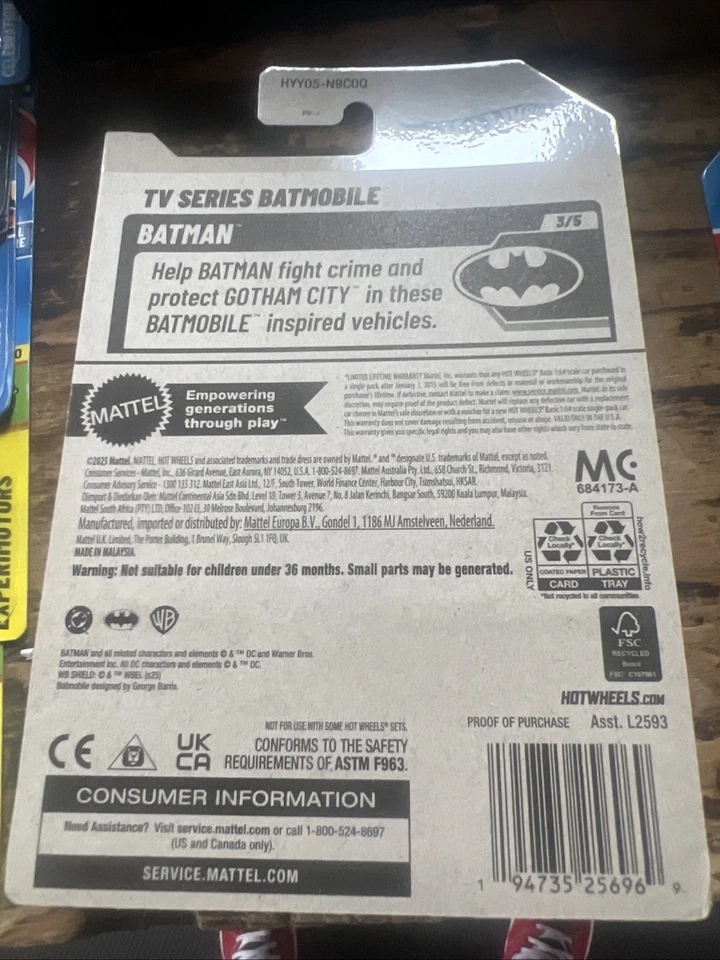2025 Hot Wheels TV Series Batmobile #103 Maroon BATMAN Q Case - Image 2 of 2