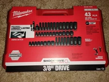 Milwaukee Shockwave 3/8" Dr SAE/Metric Impact Socket Set 43-Piece New 49-66-7009