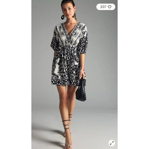 farm rio puff sleeve mini dress black and white NWT Farm Rio black and white polka dot puff sleeve