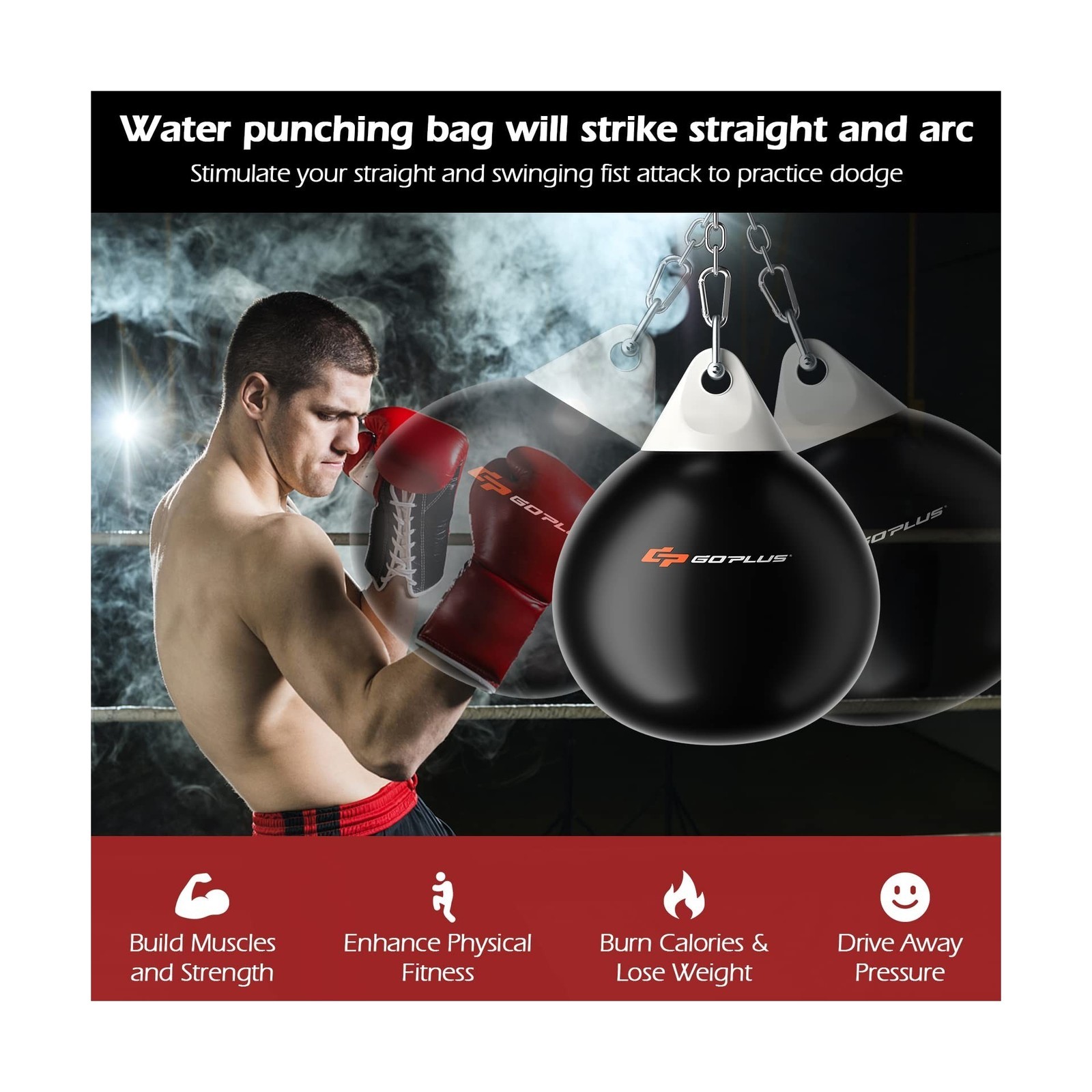 Goplus Water Aqua Bag, 21'' 180 Pound /18” 110 Pound Heavy Punching Bag wi