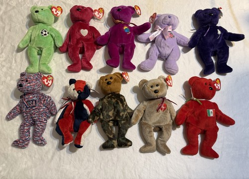 Ty Beanies Babies Collectible Bears Lot of 10 with Tags