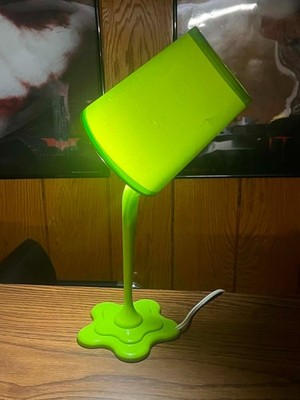 VINTAGE INTERTEK NEON GREEN DESK LAMP SPILLING POURING PAINT BUCKET POP ART MCM