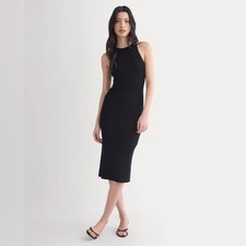 NWT Everlane Cutaway Ribbed Midi Dress Black Racerback Bodycon Size Small