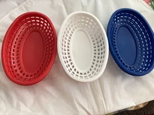 TableCraft  6Food Fries Oval Serving Basket Set Indoor Outdoor Picnic -Patriotic