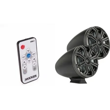 Kicker KMFC8 8" Flat Mount Loaded Marine Wake Towers with 46KM84L Speakers - ...