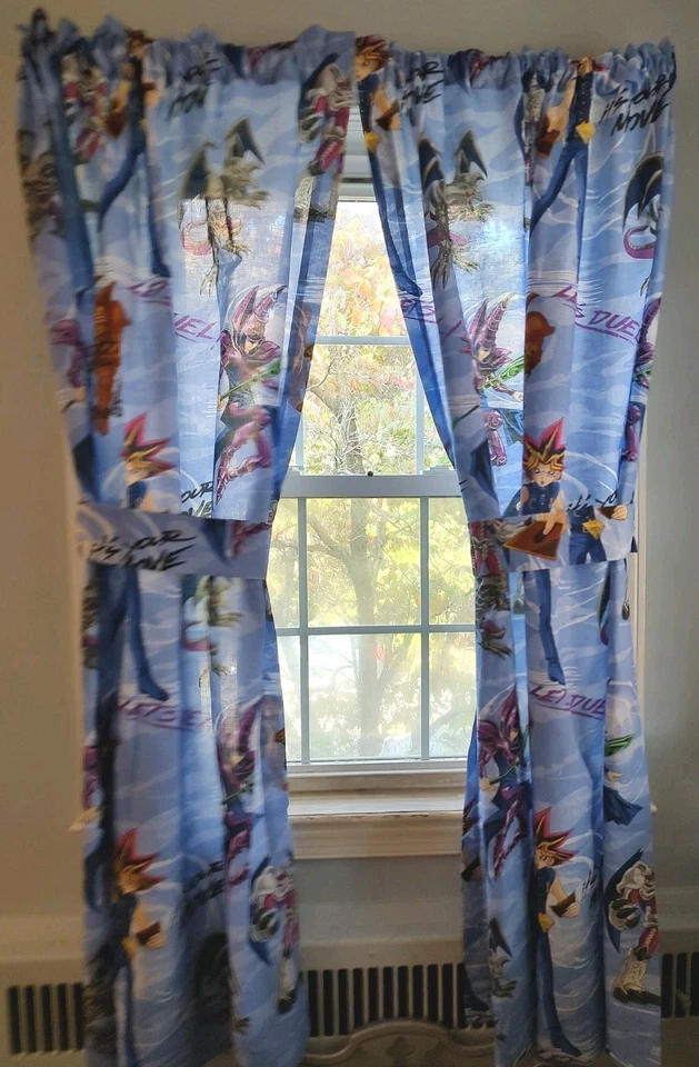 90s Vintage Yu-Gi-Oh 1996 Bed Room Set Sheets Comforter  Valances Curtains Anime - Image 3 of 4