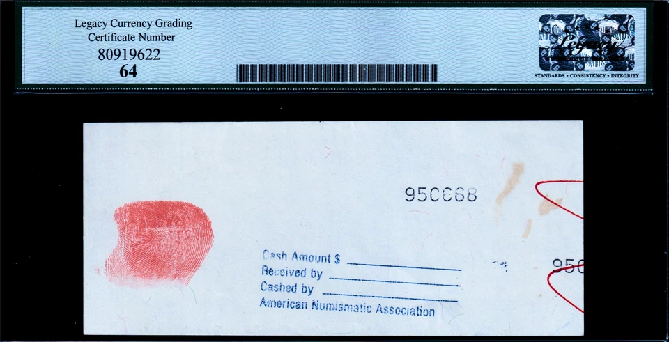 USPC JSG BOGGS ART NOTE NON-LEGAL TENDER GRADED VERY CHOICE NEW 64 ((BEAUTIFUL)) - Image 2 of 4