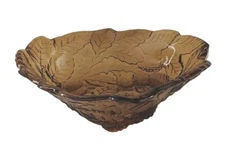 VTG Indiana Amber Glass  Loganberry Dish 7" Triangle Leaf  Service Excellent Con