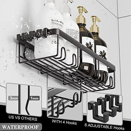 Posyla Shower Caddy 5 Packs Shower Organizers with 3 Shower Shelves 2 Soap Di...