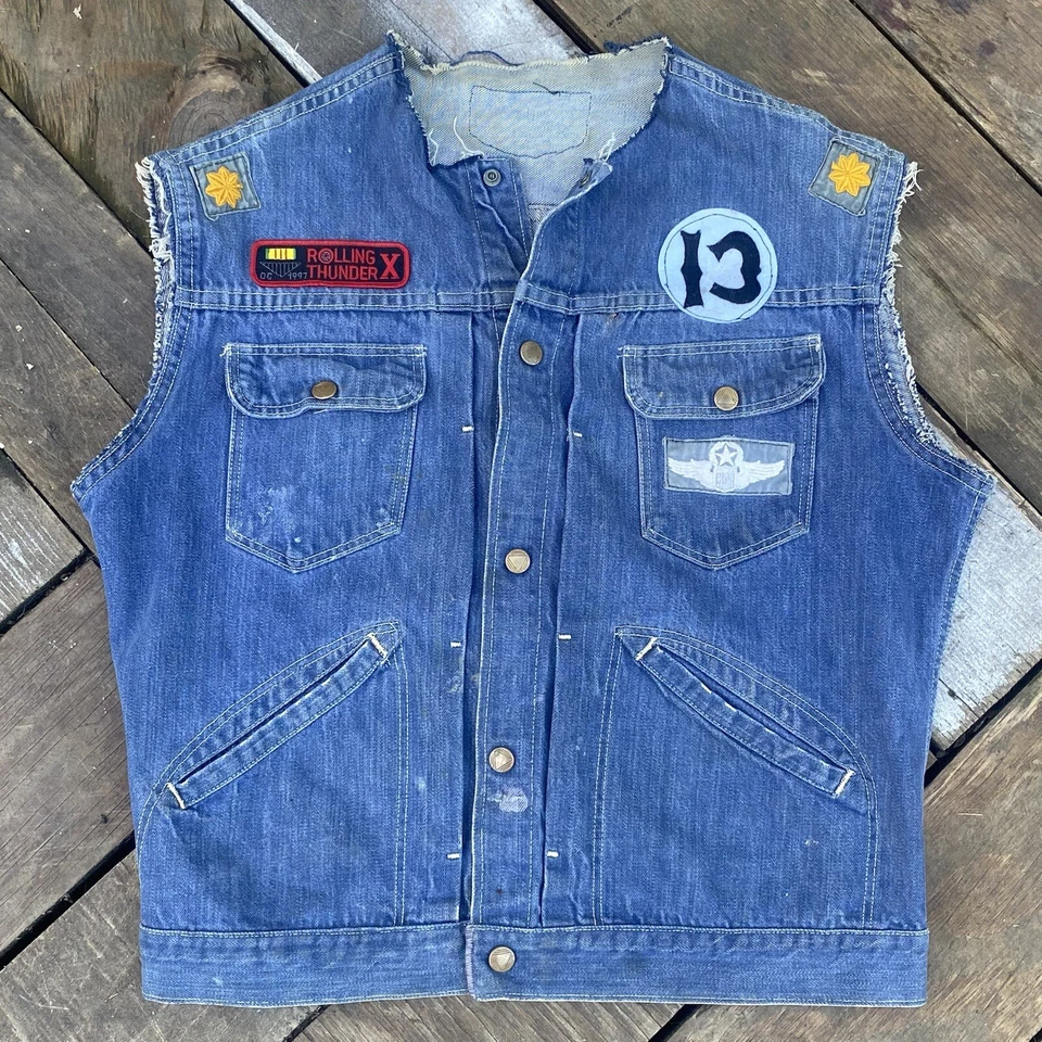 Chaleco Denim Corte Club Motocicleta Defiance Montauk Harley Davidson Talla M Foto 4 de 4