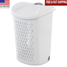 Wheeled Laundry Hamper W/ Flip-Top Lid Air Flow Design Durable Storage New