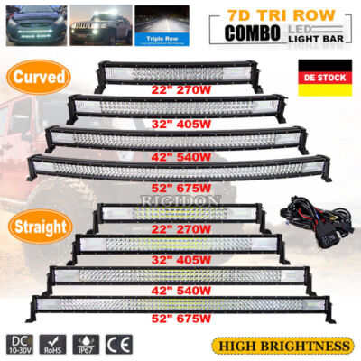 3 Rows LED Lightbar 22 32 42 52 Zoll Lichtbalken Arbeitsscheinwerfer Offroad 12V