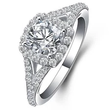 925 STERLING SILVER SQUARE HALO CZ ENGAGEMENT RING BAND WOMEN'S SIZE 3-12 SS046