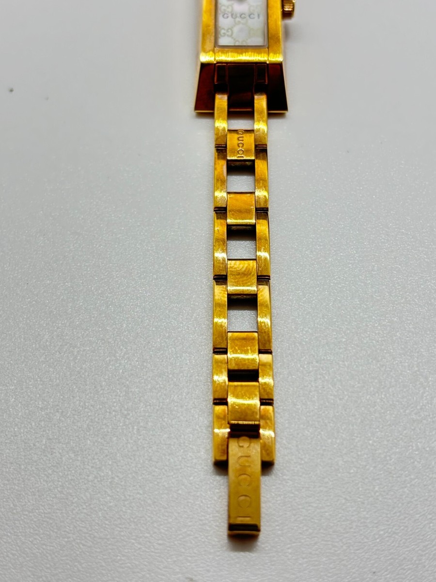 Exc+5 w/Box ] Gucci 110 Vintage Watch GG Logo Clip Link Gold Used