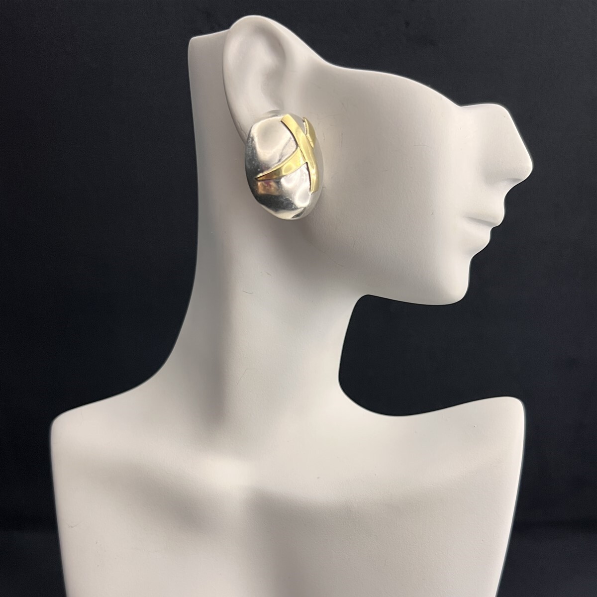 Modern Solid Geometric X Gold Plated Sterling Sil… - image 2