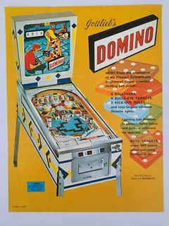 Gottlieb Domino Pinball Machine Flyer Brochure 1968 Coin Op Arcade Ephemera