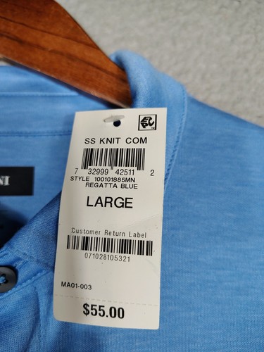 Alfani Shirt Men's Large Regatta Blue Stretch Short Sleeve Button-Up Classic NWT - Picture 9 of 11