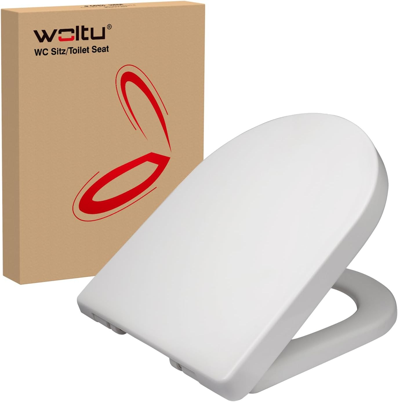 WOLTU D Shape Toilet Seat,Soft Close Toilet Seat with Quick Release White, Dual
