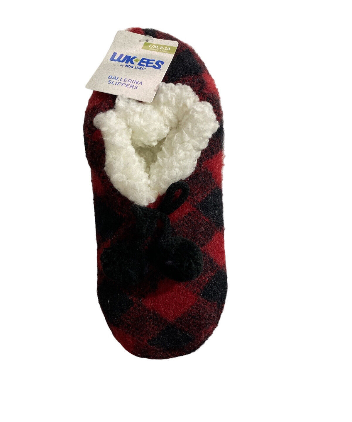 SAOLA Pantofole Muk Luks Ballerina Luk ees Calzini a scacchi Suola Impugnatura L XL 8 10