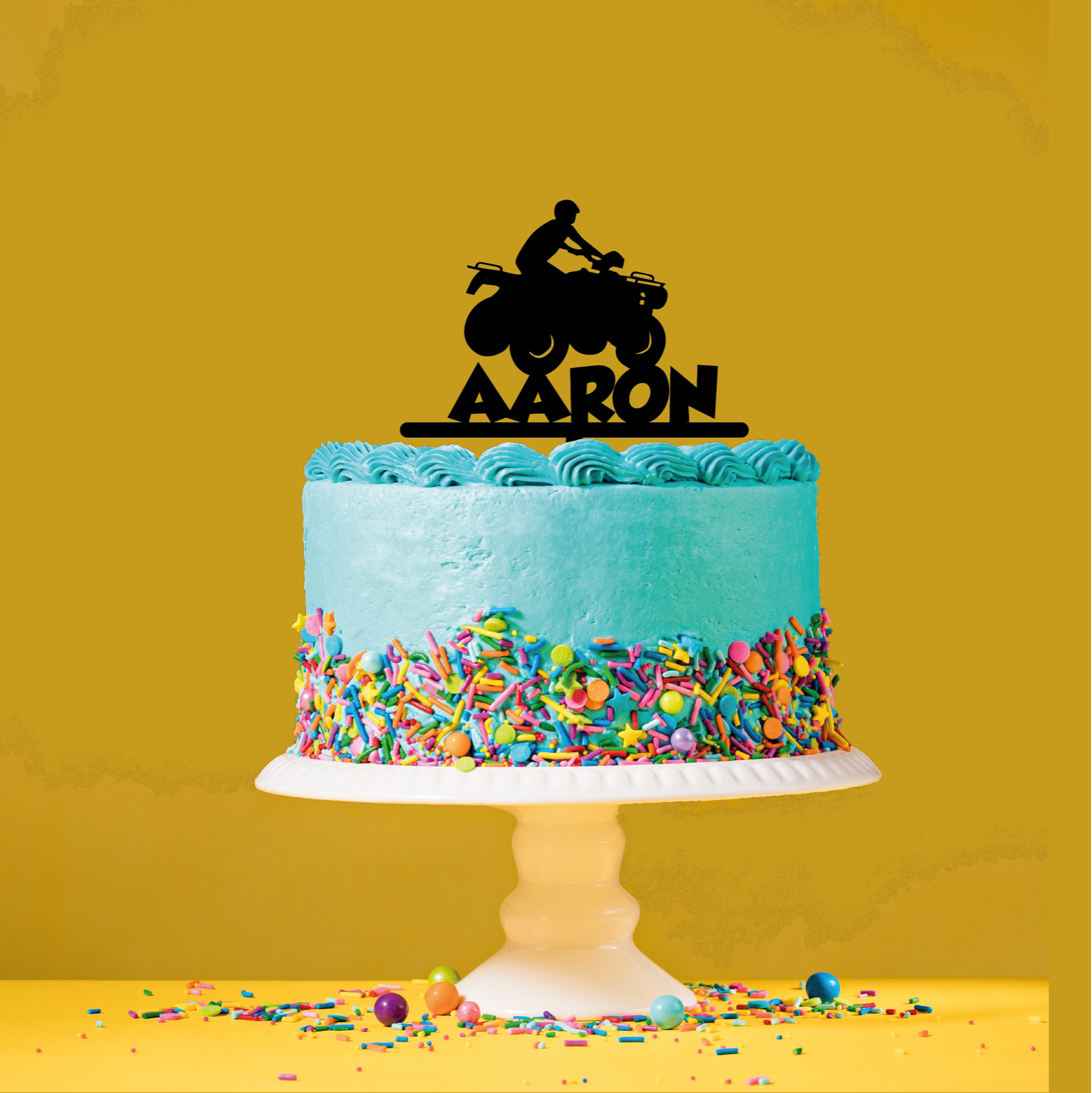 Nom Personnalise Gateau Acrylique Topper Quad Velo Theme Anniversaire Ebay