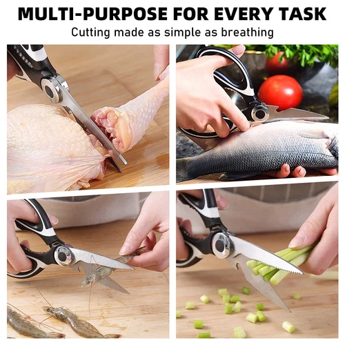 2 Stainless Steel Kitchen Shears Heavy Duty Scissors for Meat Fish Chicken Bones - Picture 10 of 13
