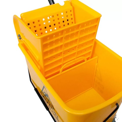20L Mop Bucket with Wringer Metal Handle on Wheels for Floor Cleaning Yellow - Picture 7 of 7