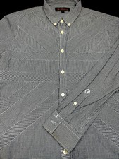 Ben Sherman Mens Button Front Long Sleeve Cotton Plaid Shirt Large L