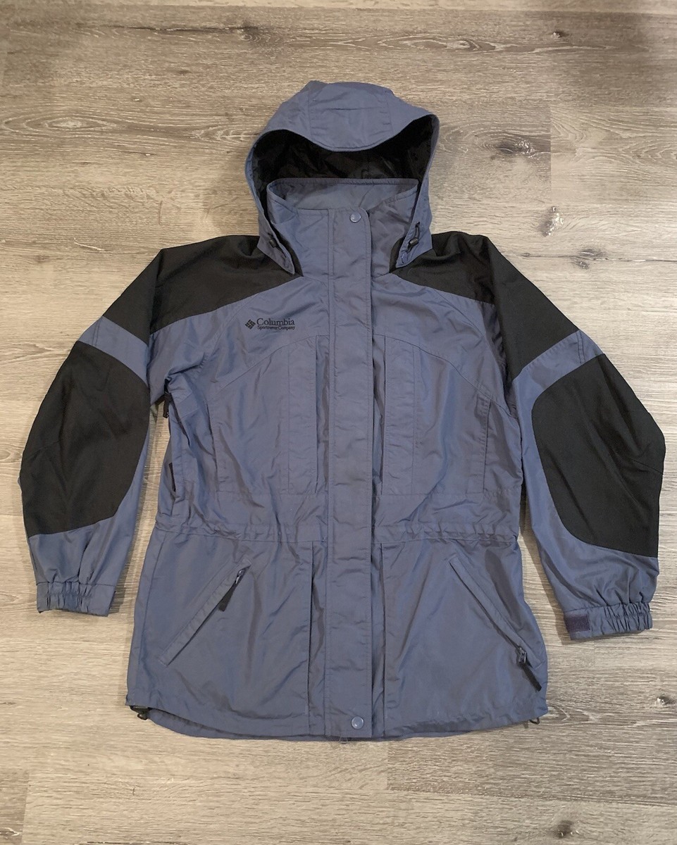 Columbia Double Whammy Womens Hooded Rain Jacket Large Blue Columbia Double Whammy Womens Hooded Rain Jacket Large Blue