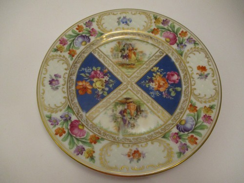 Lot 3 Schumann Plates Royal Dresdener Art Blue Panels Bavaria 9.5" Dinner 8.25" - Picture 3 of 8